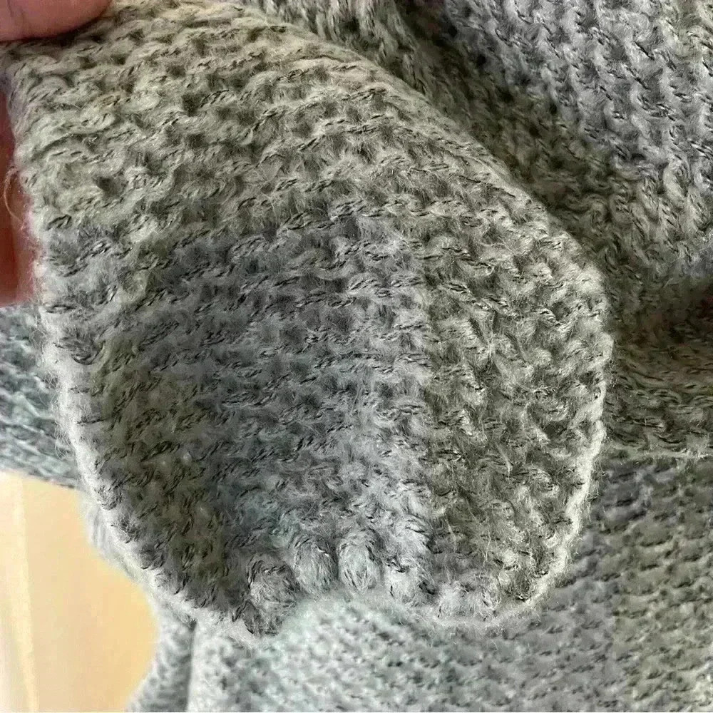 NWOT Debut Nordstrom Gray Loose Knit Crop Cowl Neck Cinch Waist Sweater Size S - Picture 7 of 12